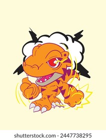 dinosaur attack llustration design for sukajan is mean japan traditional cloth or t-shirt with digital hand drawn Embroidery Men T-shirts Summer Casual Short Sleeve Hip Hop T Shirt Streetwear