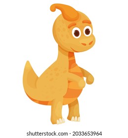 Dinosaur, baby animal fantasy fossil animal in cartoon style isolated on white background. Cute dino character, funny monster. Print, baby shower. Vector illustration