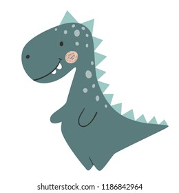 Dinosaur baby boy cute print. Sweet dino. Cool tyrannosauru illustration for nursery t-shirt, kids apparel, invitation, simple scandinavian child design. Little rex