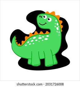 Dinosaur baby cute print. Green Cool tyrannosaurus illustration for baby t-shirt, baby clothes, invitation. Simple scandinavian t-rex baby design.