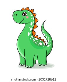 Dinosaur baby cute print. Green Cool tyrannosaurus illustration for baby t-shirt, baby clothes, invitation. Simple scandinavian t-rex baby design.