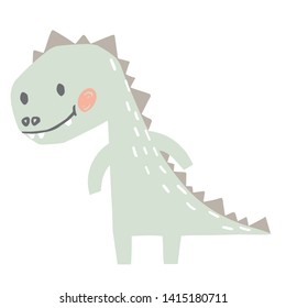 Dinosaur baby cute print. Sweet dino summer holiday. Cool illustration for nursery, playroom, t-shirt, kids apparel, baby party invitation, birsday card, newborn pajamas. Simple child design