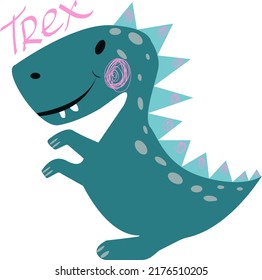 Dinosaur baby cute print. Sweet dino.Little rex. Cool tyrannosauru illustration for nursery t-shirt, kids apparel, invitation, simple scandinavian child design. 