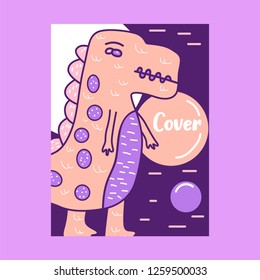 Dinosaur baby girl cute print. Cool brachiosaurus illustration for nursery t-shirt, kids apparel, invitation, simple scandinavian child design. Text slogan. - Vector