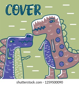 Dinosaur baby girl cute print. Cool brachiosaurus illustration for nursery t-shirt, kids apparel, invitation, simple scandinavian child design. Text slogan. - Vector