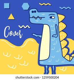 Dinosaur baby girl cute print. Cool brachiosaurus illustration for nursery t-shirt, kids apparel, invitation, simple scandinavian child design. Text slogan. - Vector
