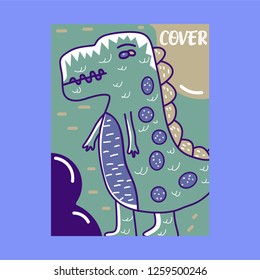 Dinosaur baby girl cute print. Cool brachiosaurus illustration for nursery t-shirt, kids apparel, invitation, simple scandinavian child design. Text slogan. - Vector
