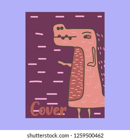 Dinosaur baby girl cute print. Cool brachiosaurus illustration for nursery t-shirt, kids apparel, invitation, simple scandinavian child design. Text slogan. - Vector