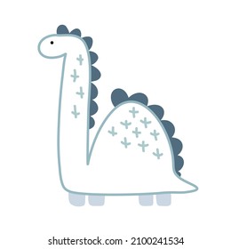 Dinosaur baby vector cute print. Sweet dino. Cool illustration for nursery t-shirt, kids apparel boy, invitation, simple scandinavian child design.