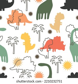 Dinosaur background pattern vector illustration.