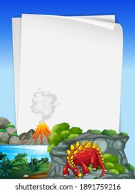 A dinosaur banner template in nature scene illustration
