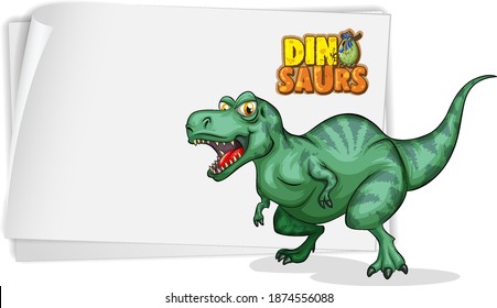 A dinosaur banner template on white background illustration