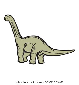 Dinosaur barosaurus. Vector illustration, design of wild animals, reptiles, for printing on fabric, clothing, printing, postcards. Cute baby background.