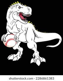 Dinosaur Baseball t-shirt design. T-rex Dinosaur Baseball Cute Sports Catcher Player Kids Boys T-shirt Design, Posters, Greeting Cards, Textiles, and Sticker Vector Illustration