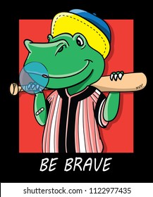 dinosaur and baseball vector design