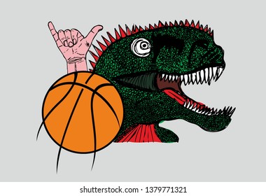 dinosaur basketball college graphic design vector art