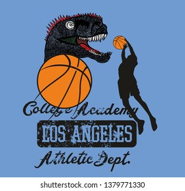 dinosaur basketball college graphic design vector art