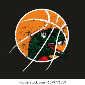dinosaur basketball college graphic design vector art