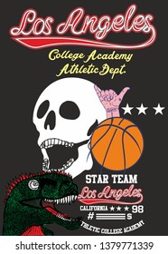 dinosaur basketball college graphic design vector art