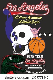 dinosaur basketball college graphic design vector art