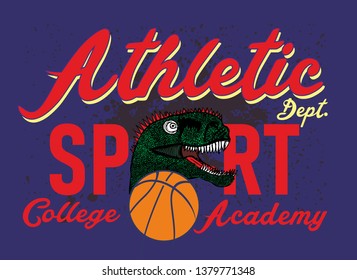 dinosaur basketball college graphic design vector art