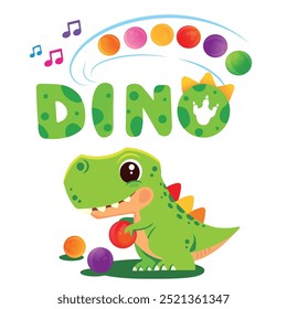 Dinosaur basketball player. Inscription Dinosaur. Dinosaur print. Vector dino
