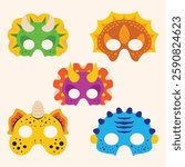 Dinosaur Birthday Mask Cartoon Illustration