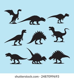 Dinosaur black silhouette set Clip art vector 