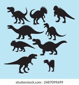 Dinosaur black silhouette set Clip art vector 