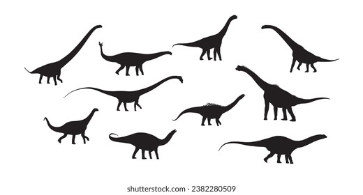 Dinosaur, Black dinosaur silhouette set for kids