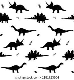 Dinosaur Black White Seamless Pattern Vector Stock Vector (Royalty Free ...