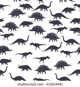 Dinosaur black and white seamless pattern. Vector illustration