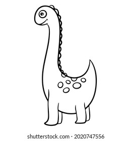 Dinosaur. Black and white vector illustration for coloring. Children's educational game. Vector, flat cartoon style.