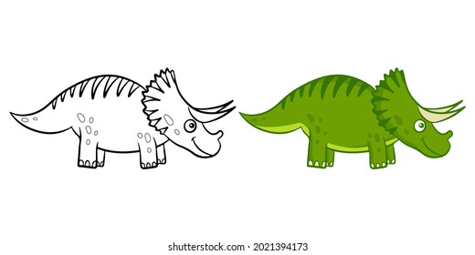 Dinosaur. Black and white vector illustration for coloring. Children's educational game. Vector, flat cartoon style.