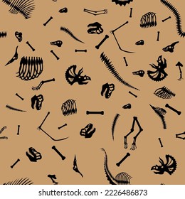 dinosaur bones, seamless pattern, vector illustration