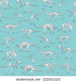 Dinosaur bones vector seamless pattern.
