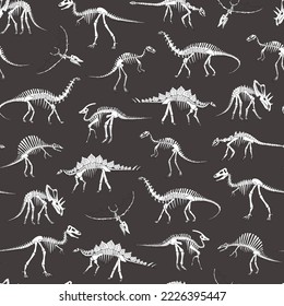 Dinosaur bones vector seamless pattern.