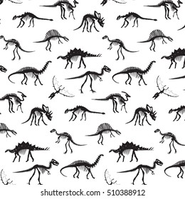 dinosaur bones vector silhouette pattern