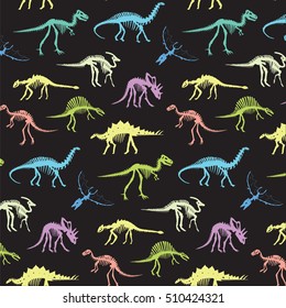 Dinosaur Bones Vector Silhouette Pattern