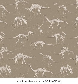 Dinosaur Bones Vector Silhouette Pattern