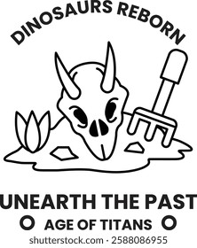 Dinosaur born is the title of the image in the style of sign illustrations