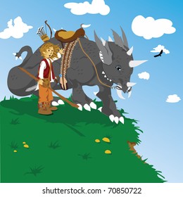 dinosaur with boy