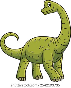 Dinosaur Brachiosaurus Cartoon Colored Clipart