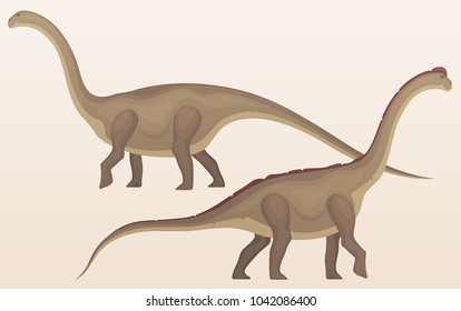 Dinosaur brachiosaurus and diplodocus vector illustration.