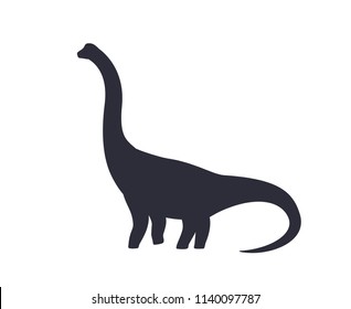 dinosaur, brachiosaurus silhouette isolated on white