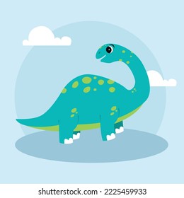 Dinosaur Brontosaurus animal. flat vector illustration with background