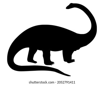 Dinosaur Brontosaurus, dino, ancient, prehistoric, wild animal, reptile, predator from jurassic, triassic, cretaceous period, paleontology, vector, illustration in black and white color, isolated