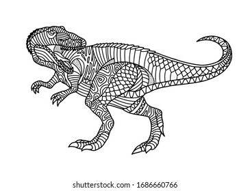 Dinosaur Carcharodontosaurus (Allosaurus). Page of coloring book. Vector illustration.