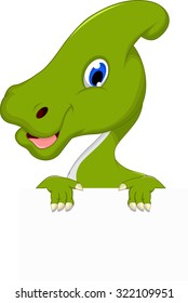 dinosaur cartoon with blank sign