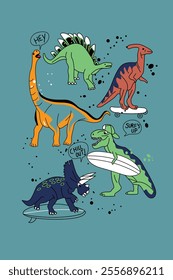 Dinosaur cartoon boys t shirt graphics